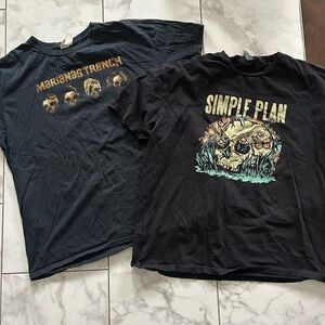 Simple Plan & Marianas Trench Band Tee Bundle - y2k Graphic Band Tee Shirts